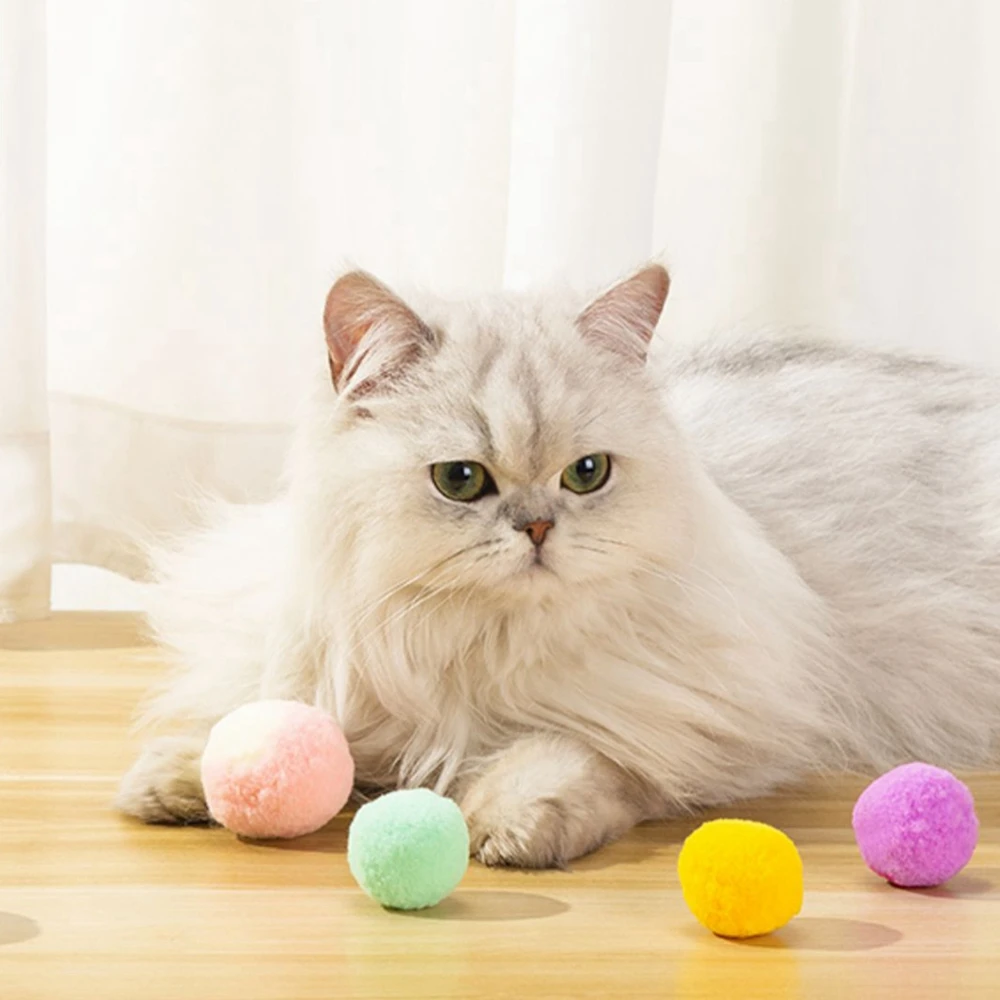 Palline giocattolo per gatti Palla con pompon morbido Materiale squisito Palla con pompon Giocattolo per gatti Giocattoli interattivi per gatti