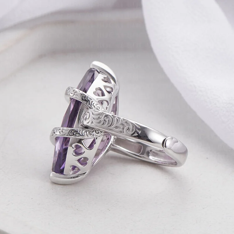 S925 Sterling Silver Charms Rings for Women Eternal Rattan Pattern Geometric Natural Amethyst New Fashion Jewelry Free Shipping