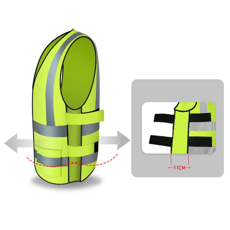 Hi Vis Safety Vest Adjustable Reflective Vest Motorcycle Multi Pockets Vest