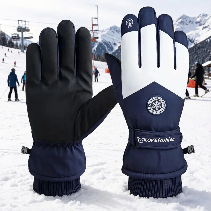 

Winter Snowboard Ski Gloves PU Leather Waterproof Touch Screen Non-slip Thermal Fleece Warm for Motorcycle Cycling Riding
