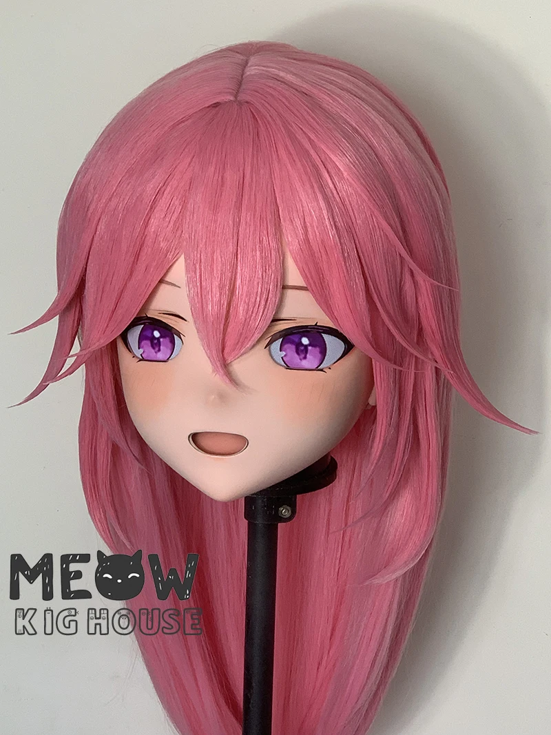 (MEO454) Customize Handmade Full Head Lockable Crossdress Male to Female Japanese Cartoon Anime Game Character Kigurumi Mask