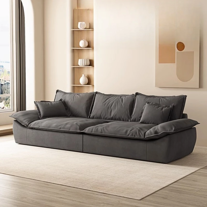 أرائك غرفة المعيشة الجمالية باللون الأسود بتصميم حقيقي أريكة صالة كسولة حديثة من الجلد الفاخر الناعم أثاث Woonkamerbanken للمنزل #4