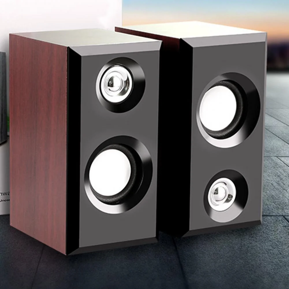 Bilgisayar hoparlörleri Surround ses ahşap masaüstü kablolu hoparlörler bas Stereo Subwoofer