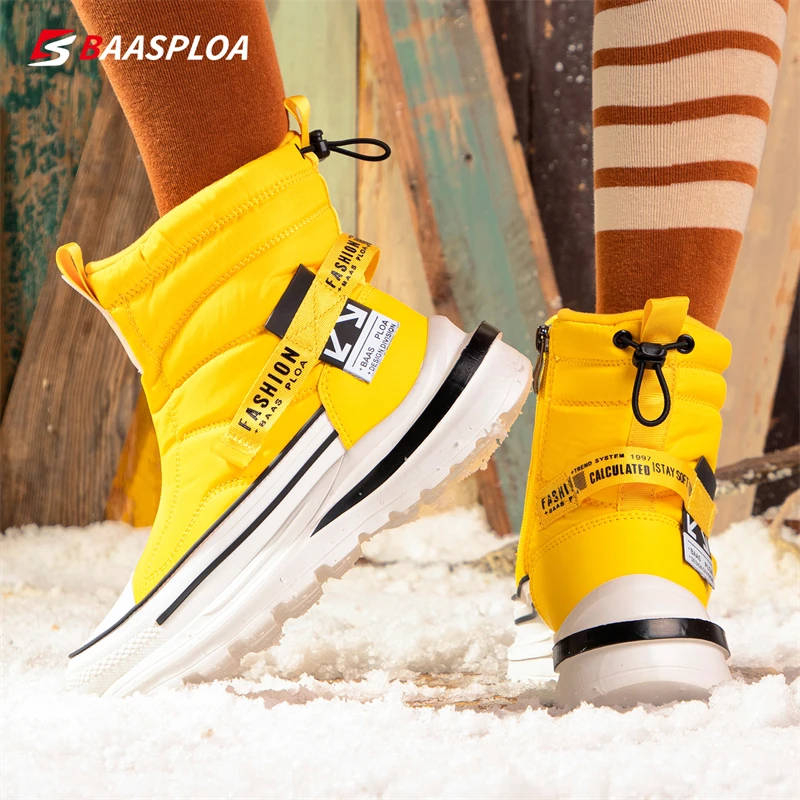 Baasploa New Winter Boots Women Casual Non-slip Wear-resistant Boots Female Fashion Thick Plush Warm Waterproof Snow Boots