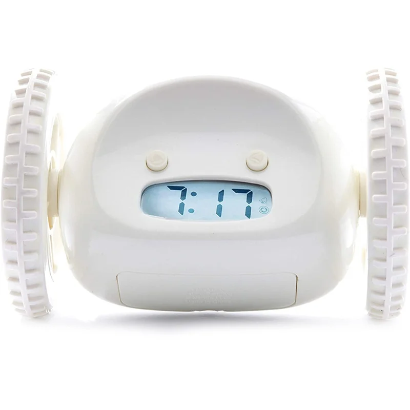 Reloj despertador Clockky con ruedas Extra para Robot Sleeper Heavy Clockie Rolling Moving Jumping para dormitorio de niños adultos