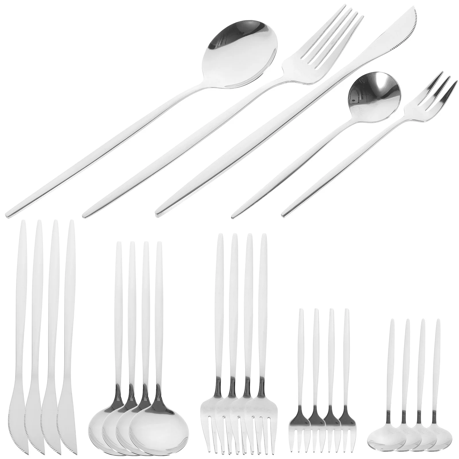 

30 Pcs Stainless Steel Cutlery and Spoon Set Flatware Serving Utensils Tableware Travel Forks Silverware