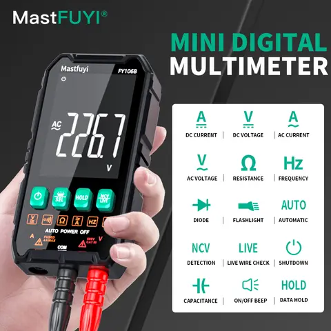 MASTFUYI FY106 다기능 디지털 멀티미터 AC DC NCV 스마트 테스터 저항 전압계 자동 범위 600V 전기 테스터 Best5 MASTFUYI FY106 다기능 디지털 멀티미터 AC DC NCV 스마트 테스터 저항 전압계 자동 범위 600V 전기 테스터 Best5