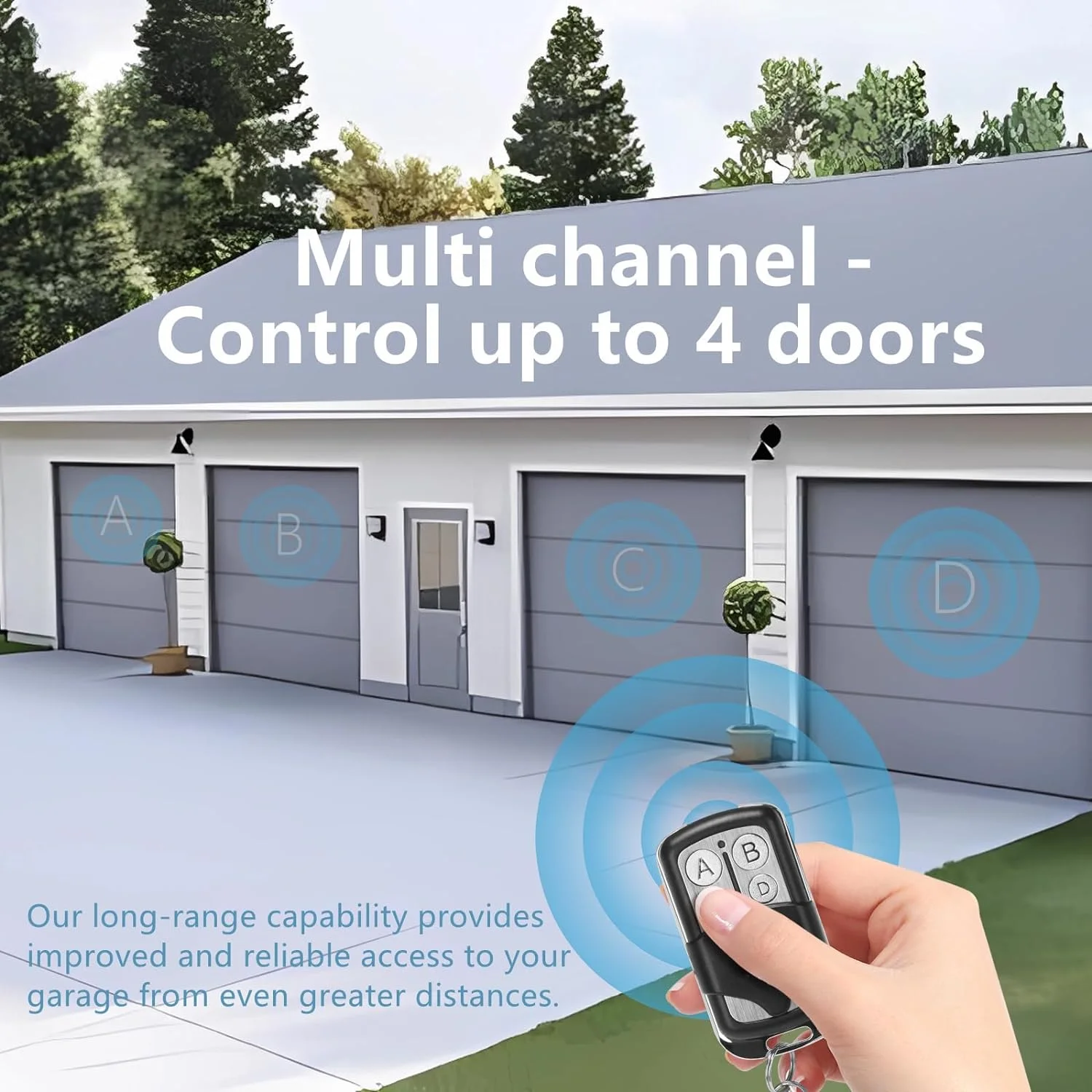 Universal Garage Door Opener Remote Transmitter ABCD Lock Unlock 4 Button 433MHz for 4 Channel Gate Door Remote Control