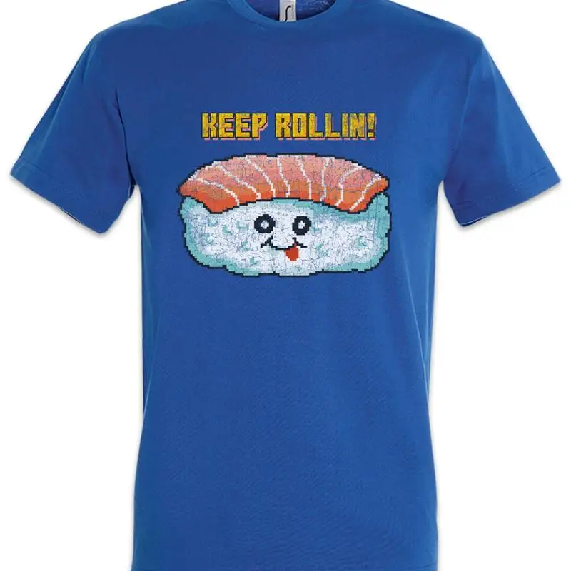 Sushi Keep Rollin T Shirt Pixel Retro 8 16 Bit Geek Nerd Fun Love Addiction