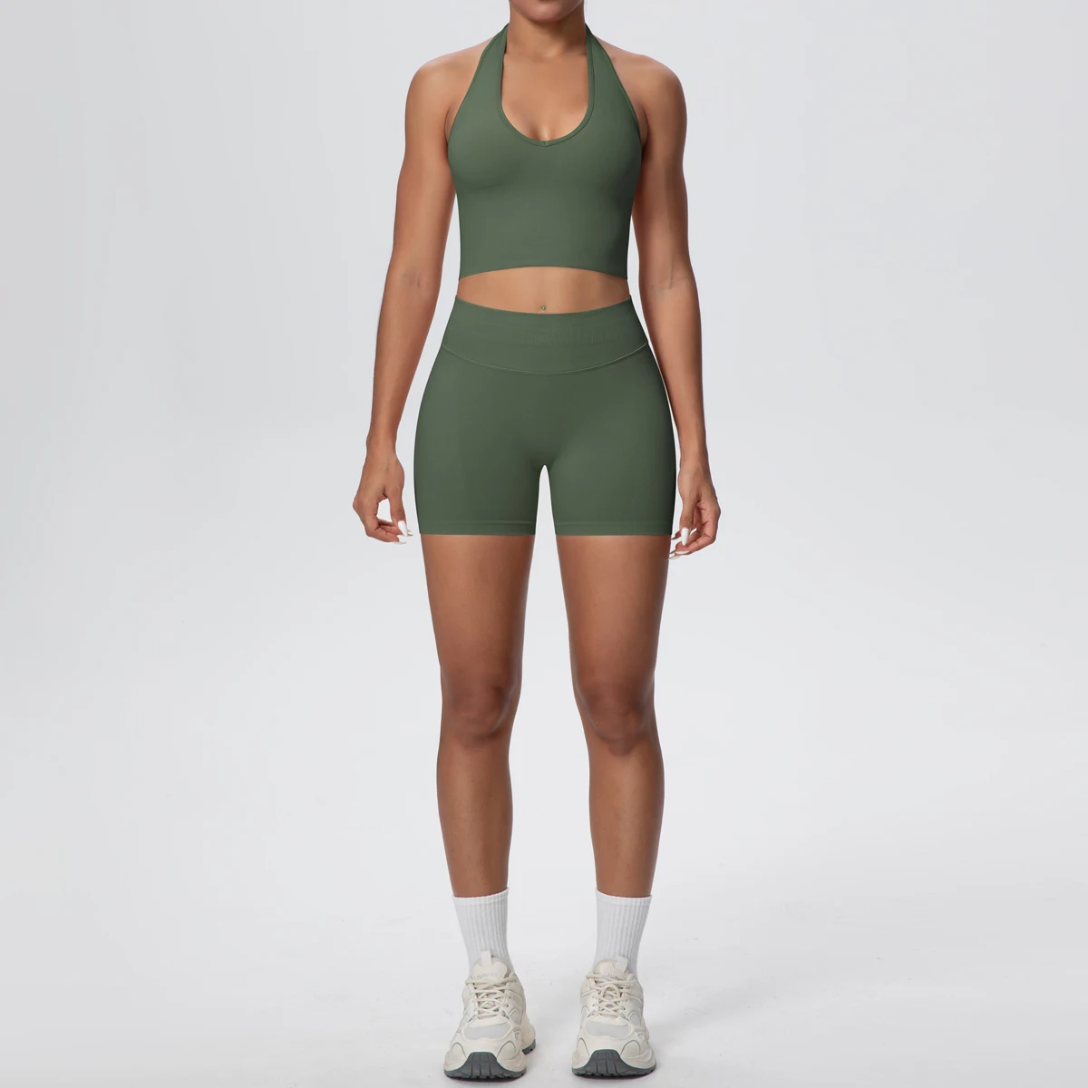 2 قطعة مجموعة اليوغا الصيف تنفس عارية الذراعين ملابس رياضية بلون مثير الرقبة حزام الصدرية سريعة الجافة عالية الخصر السراويل اليوغا مجموعة