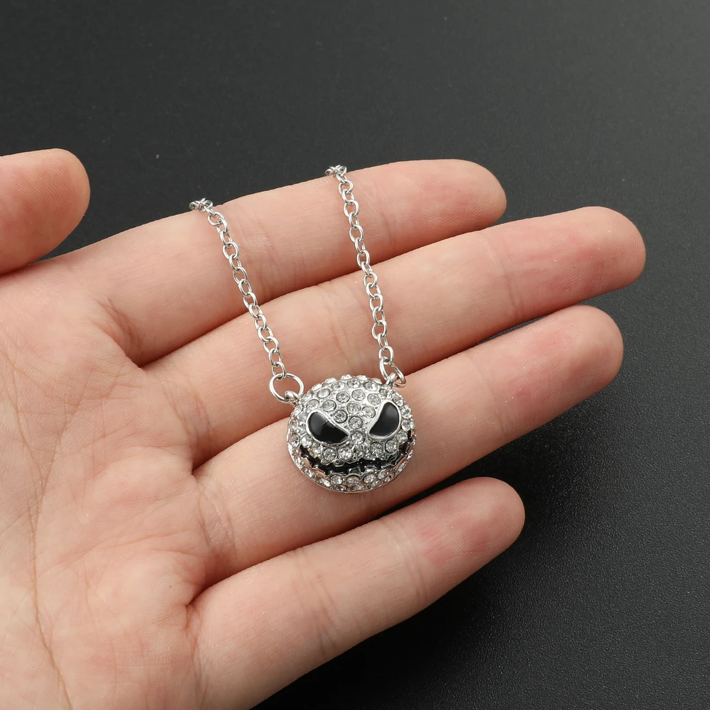 The Nightmare Before Christmas Jack Skellington Jewelry Crystal Sparkling Necklace Pendant Skull Pendant Jewelry