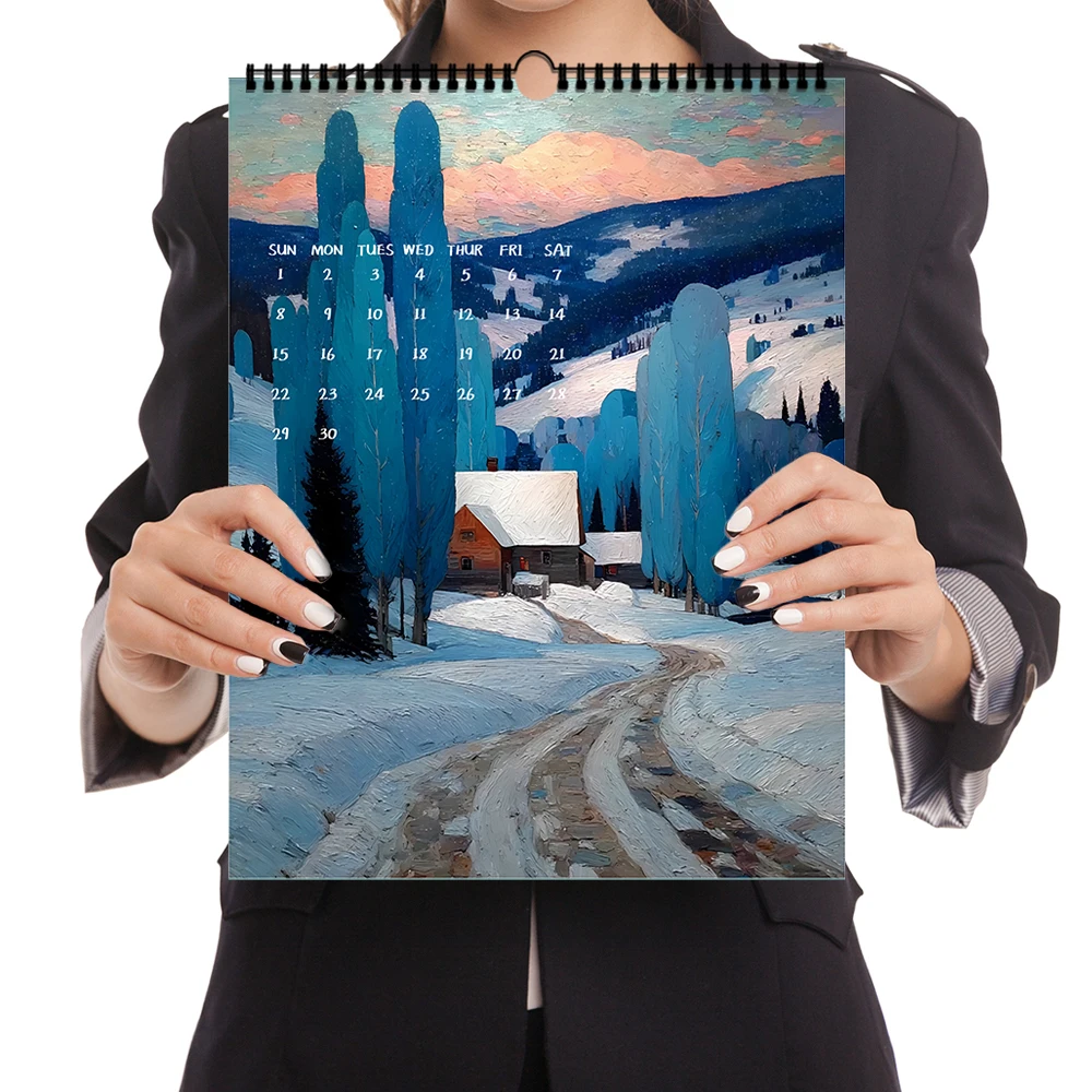 قطعة واحدة من تقويم الحائط 2026، سلسلة شفاء اللوحة الزيتية، 12 تصميمًا جميلًا، هدية مثالية لأعياد الميلاد والكريسماس والعام الجديد #3