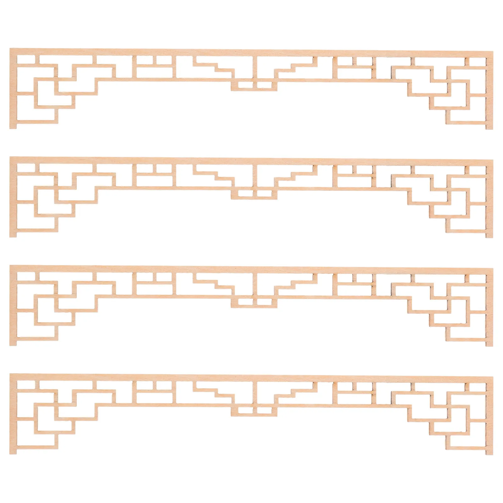 4Pcs Wooden Architectural Screens Unfinished Carved Corners for DIY Miniature Dollhouse Accessories Craft Wood Supplies Mini
