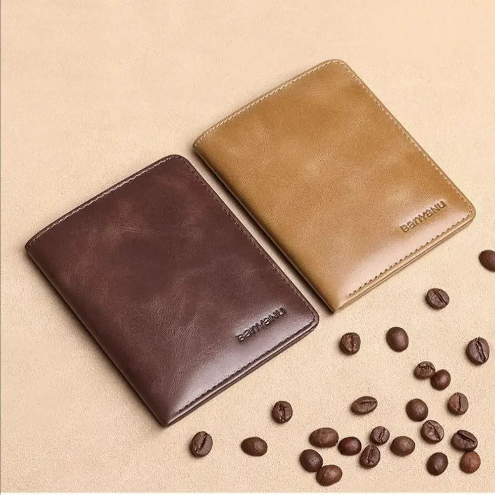 Fashion Leather Men's Wallet RFID Slim Short Wallet Card Holder Men