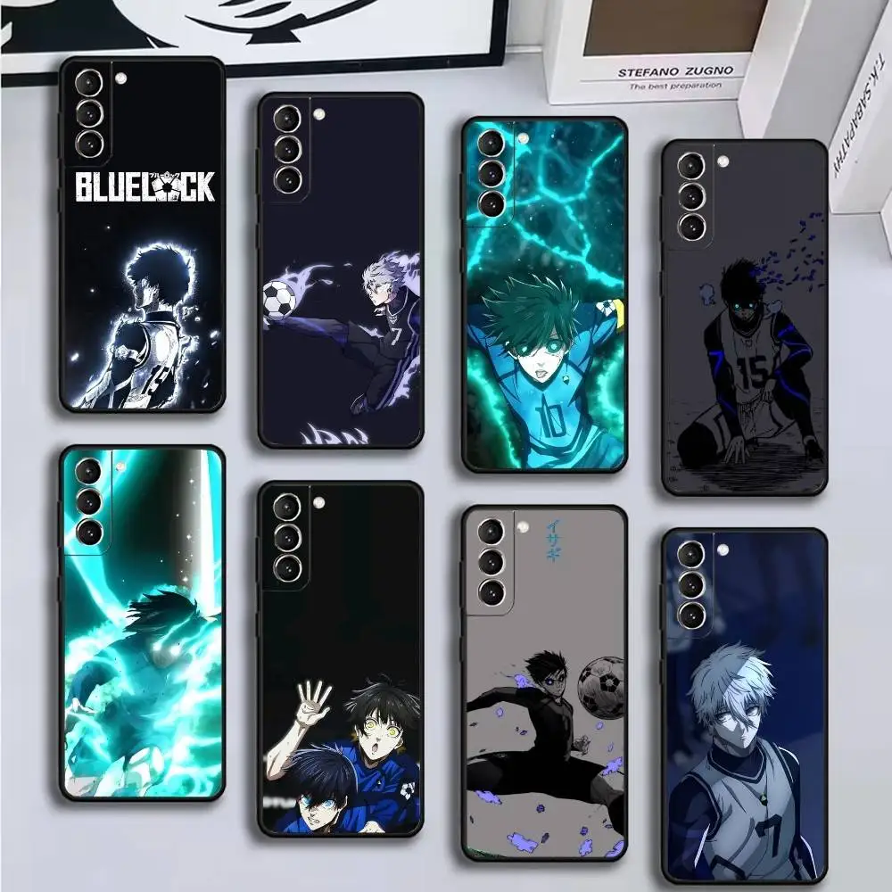 

B-Blue L-Lock Anime Phone Case For Samsung GalaxyA13,21s,22,31,32,52,53,71,72,73,Soft Black Cover