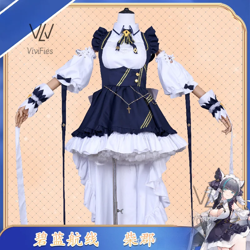 Game d'Azur Lane Cheshire Cosplay costume Game Cos Azur Lane Cosplay Cheshirel costume and Cosplay Halloween Party Maid Set