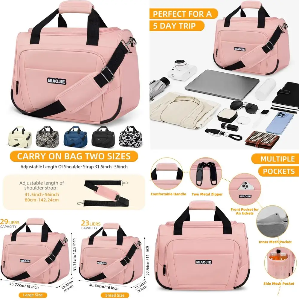 

Lightweight Carry-On Tote Bag for Weekend Travel, Ideal Overnight Duffle Bag, Travel Essentials Organizer