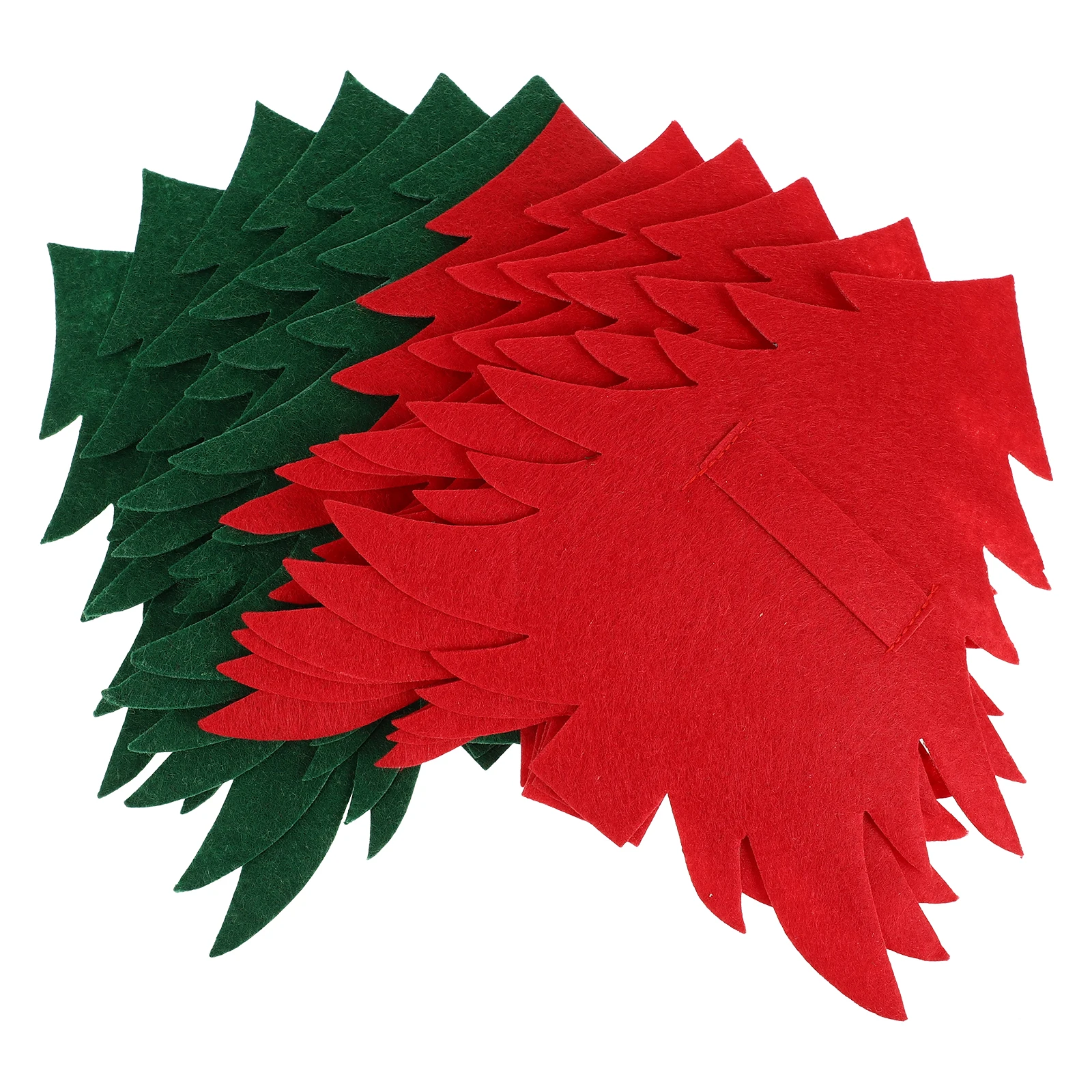 

12Pcs Christmas Silverware Bags Creative Tree Shape Fork Knife Holder Bags for Dining Table Decoration Red Green
