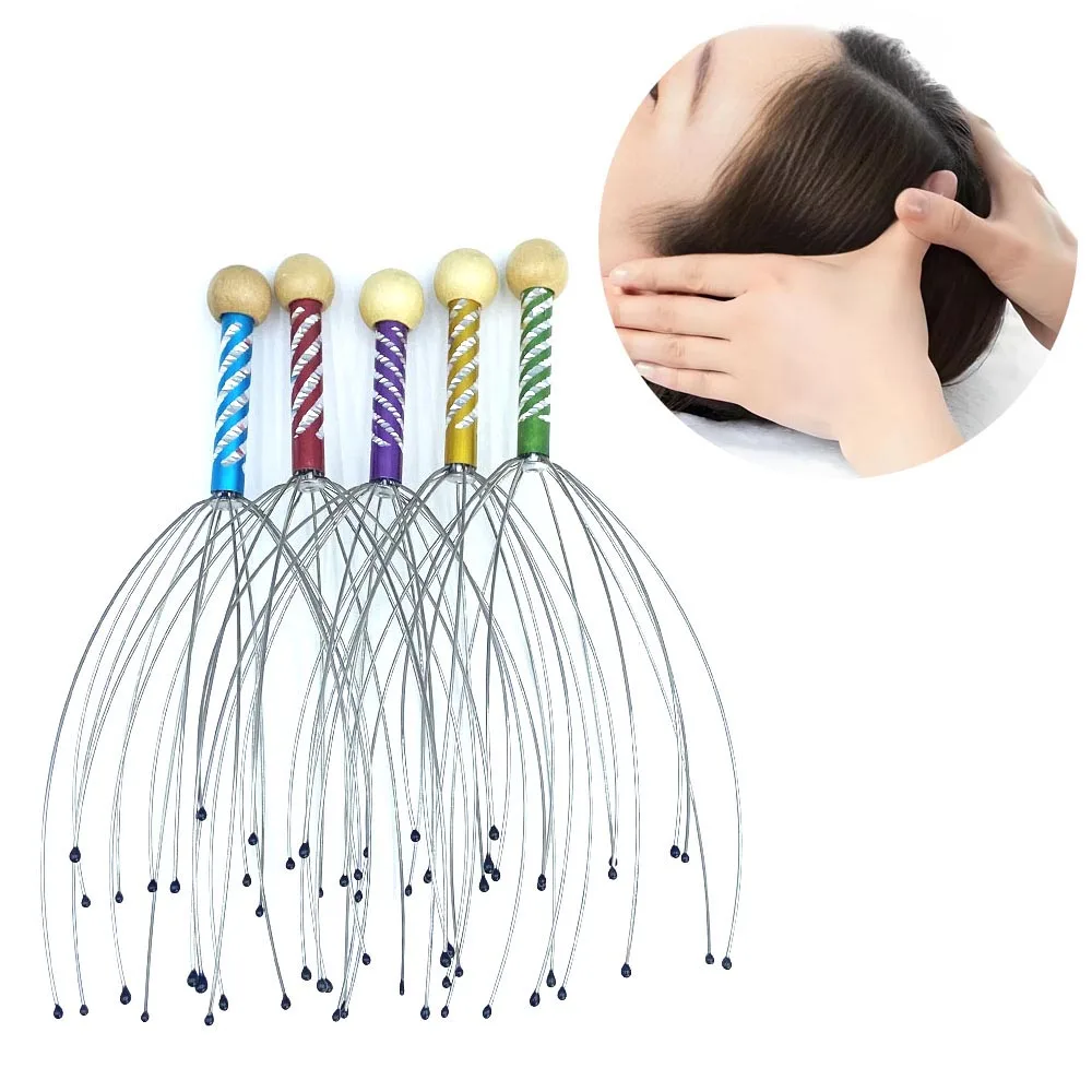 Octopus Head Massager Scratching Scalp Relaxation Relief Body Massager Scratcher Relieves Tension Health Care Tools Random Color