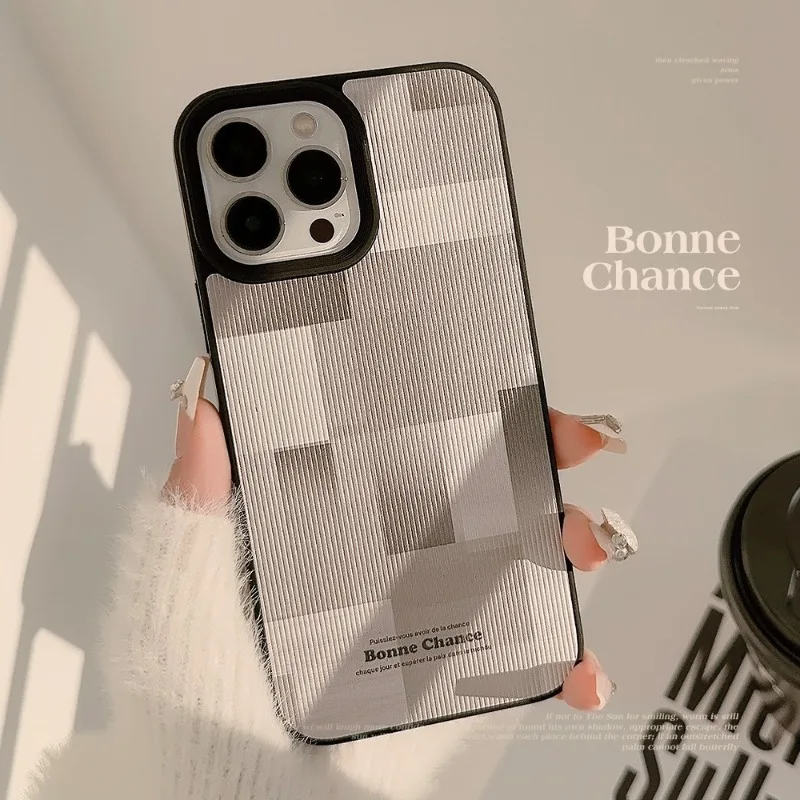 Autumn/Winter Ins Style Stitching Check 12 Phone Case 14 Plus Premium 11 for IPhone13 Leather 15pro Max Drop Resistant