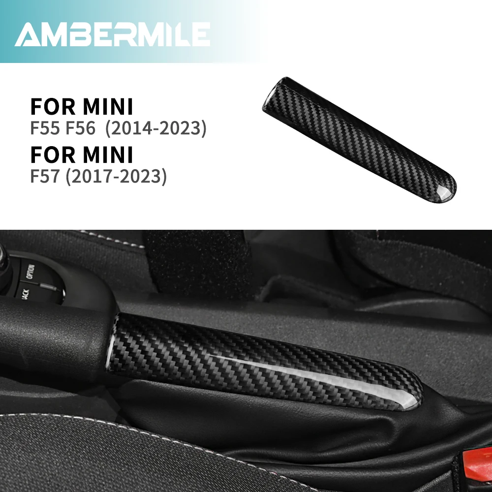 For Mini Hatchback F55 F56 F57 2017-2021 Car Handbrake Grip Cover Trims Accessories Real Hard Dry Carbon Fiber Sticker Decal