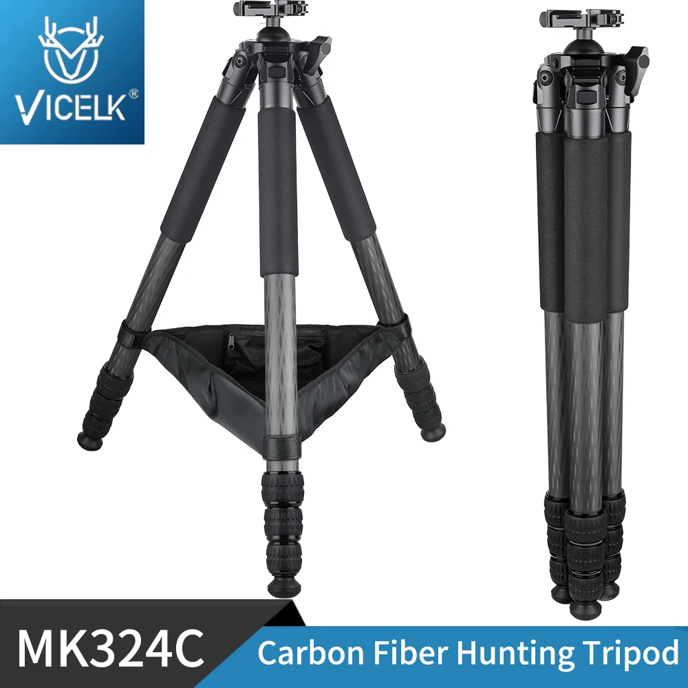 

VICELK MK324C 162cm Carbon Fibre Tripod with Lever Ball Head, Arca-Swiss Mount, 32mm Tube Outdoor Tripod for Hunting, Camera