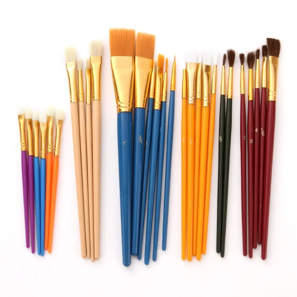 

50pcs Multifunctional Painting Brush Set Comfortable Grip Sponge Brush Watercolor Drawing Brushes Wooden Nylon Hair