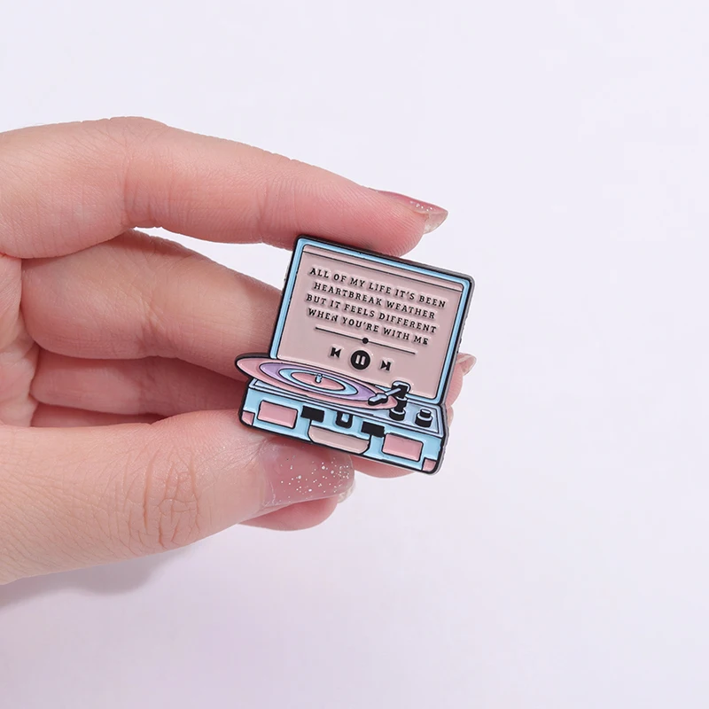 Pink Telephone Enamel Pins Retro Cartoon Music Tape Player Camera Brooch Trendy Classic Cute Lapel Jewelry Gift For Kids Friends