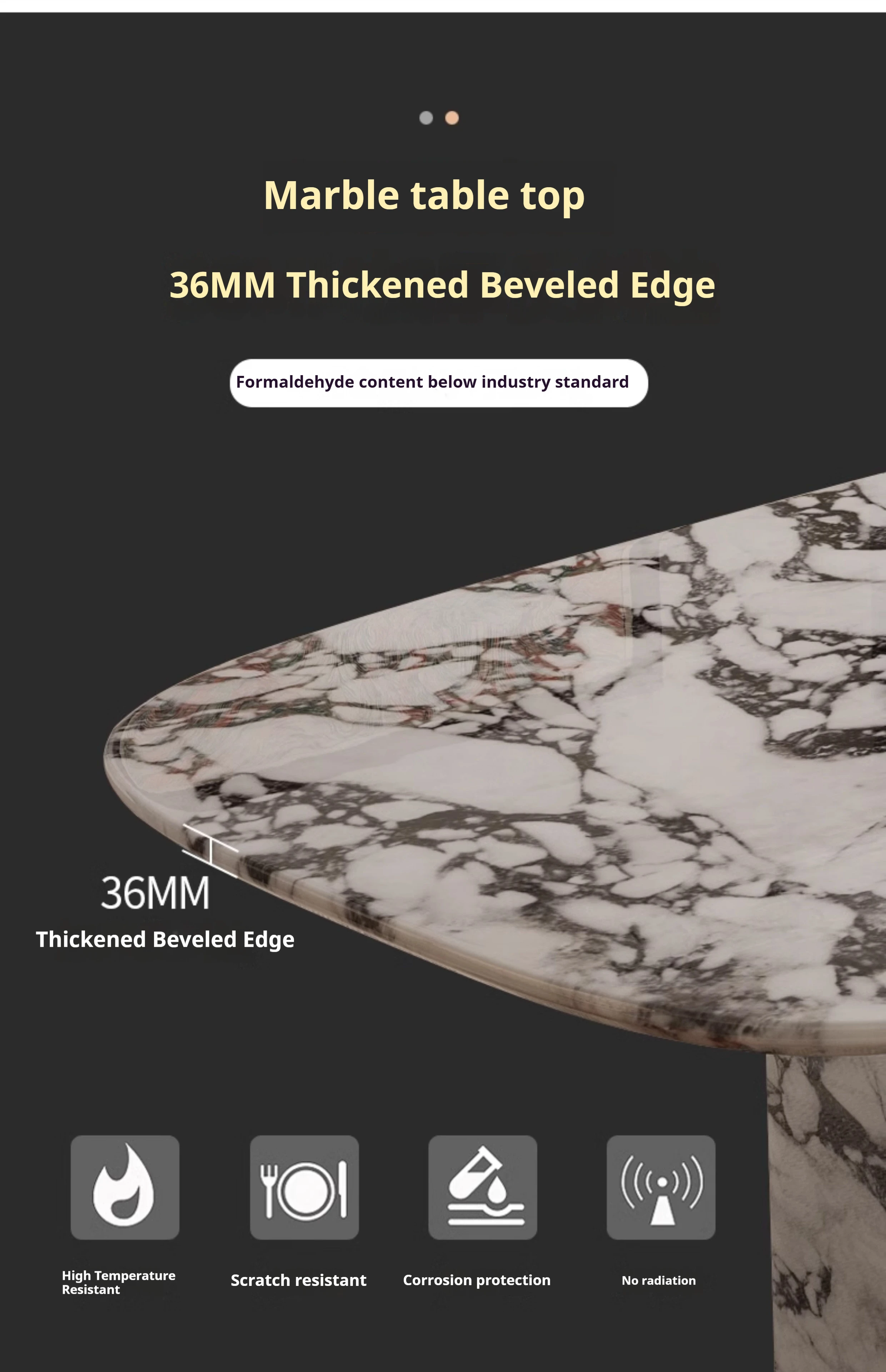 طاولة رخامية مستطيلة فرنسية فاخرة، أثاث فيلا بتصميم جمالي كريمي، طاولة طعام عصرية من الحجر الطبيعي ​