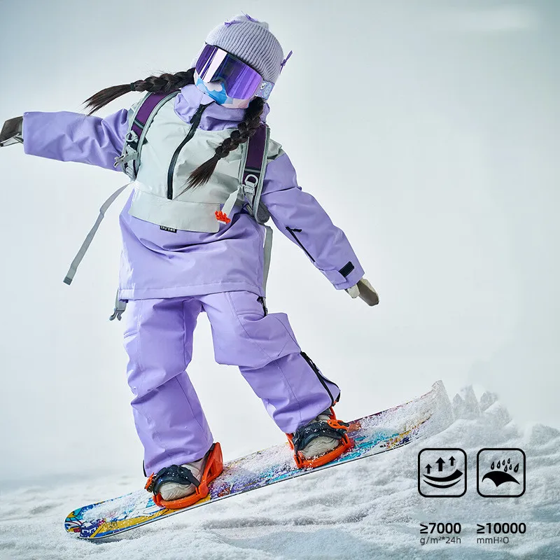 

Детский непромокаемый толстый комплект для сноуборда и лыжного костюма для мальчиков и девочек, уличная зимняя куртка, брюки-детская зимняя одежда