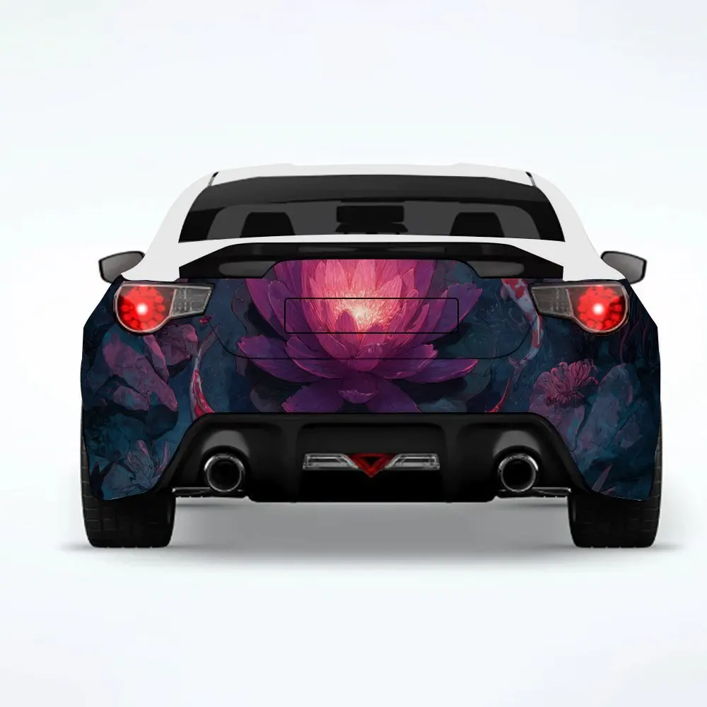 

Mysterious Purple Lotus with Koi Fish Car Sticker,Vinyl Decal for Car Rear, Waterproof Self-Adhesive Vinyl Stickers for Vehicle