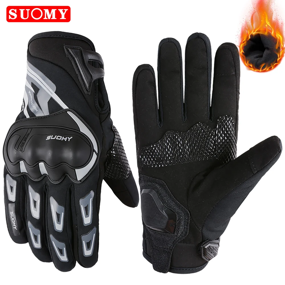 SUOMY Winter Motorcycle Gloves Windproof Waterproof Guantes Moto Men Lady Motorbike Riding Gloves Touch Screen Motocross Gloves