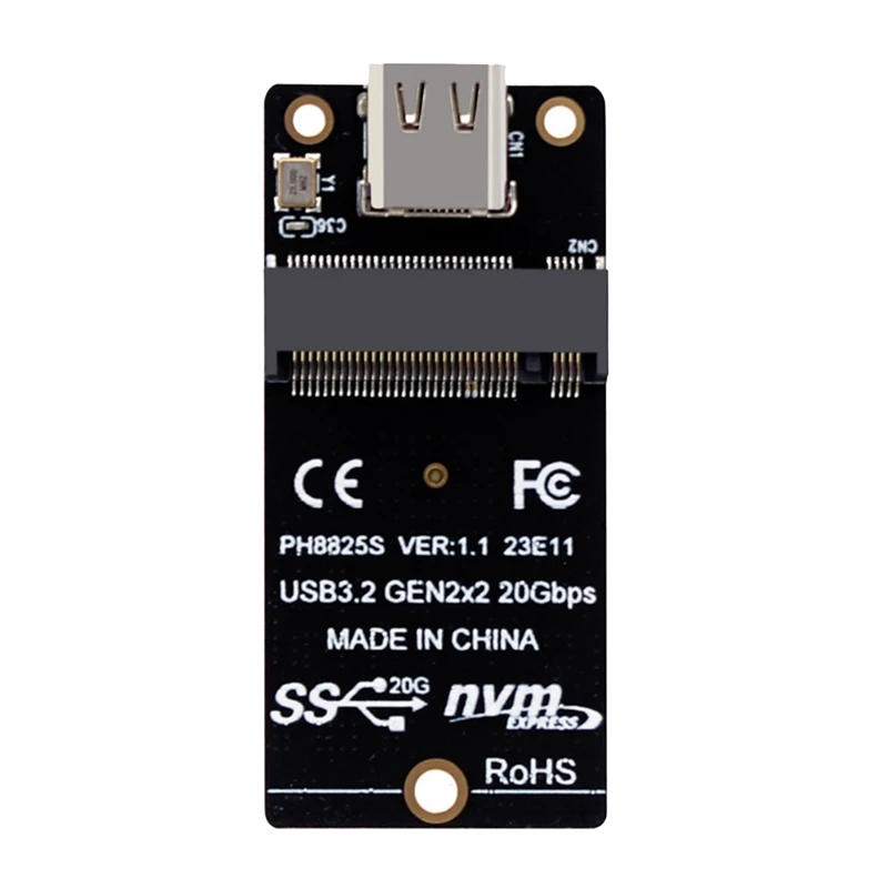 1 PCS M.2 To Type C SSD Adapter ASM2364 NVME Riser Board Black ABS 20Gbps Conversion Board 2000MB/S For SSD 2230/42/60/80