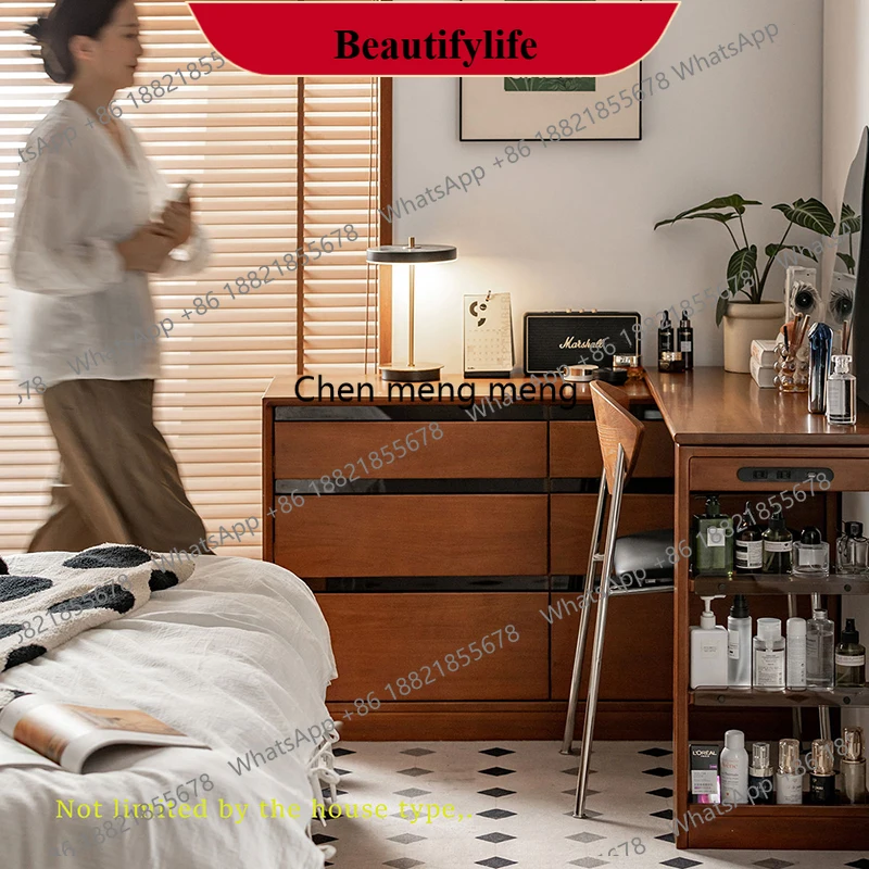 

F185 Folding Brown Long Vanity Tables Bedroom Adult Simple Organizer House Makeup Dressers Storage Nordic Penteadeira Furniture