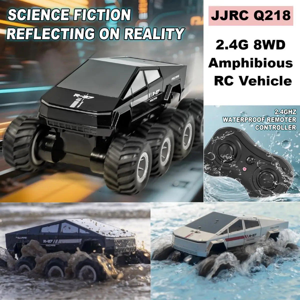 

2,4G 8WD радиоуправляемый автомобиль-амфибия RC пикап внедорожный водонепроницаемый автомобиль с дистанционным управлением JJRC Q218 альпинистская машина игрушки подарок детям