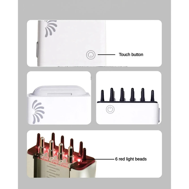 Massaggio per capelli portatile Olio essenziale Trattamento per capelli Medicina elettrica per cuoio capelluto Applicatore per cuoio capelluto Pettine liquido Facile da usare (Bianco)