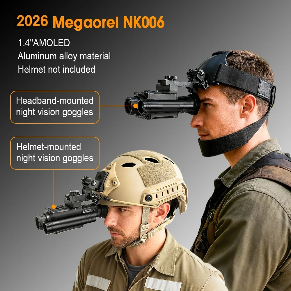 

Tactical head-mounted night vision device, 1.4-inch monocular telescope, visible range up to 300 meters, AI ZOOM 5X