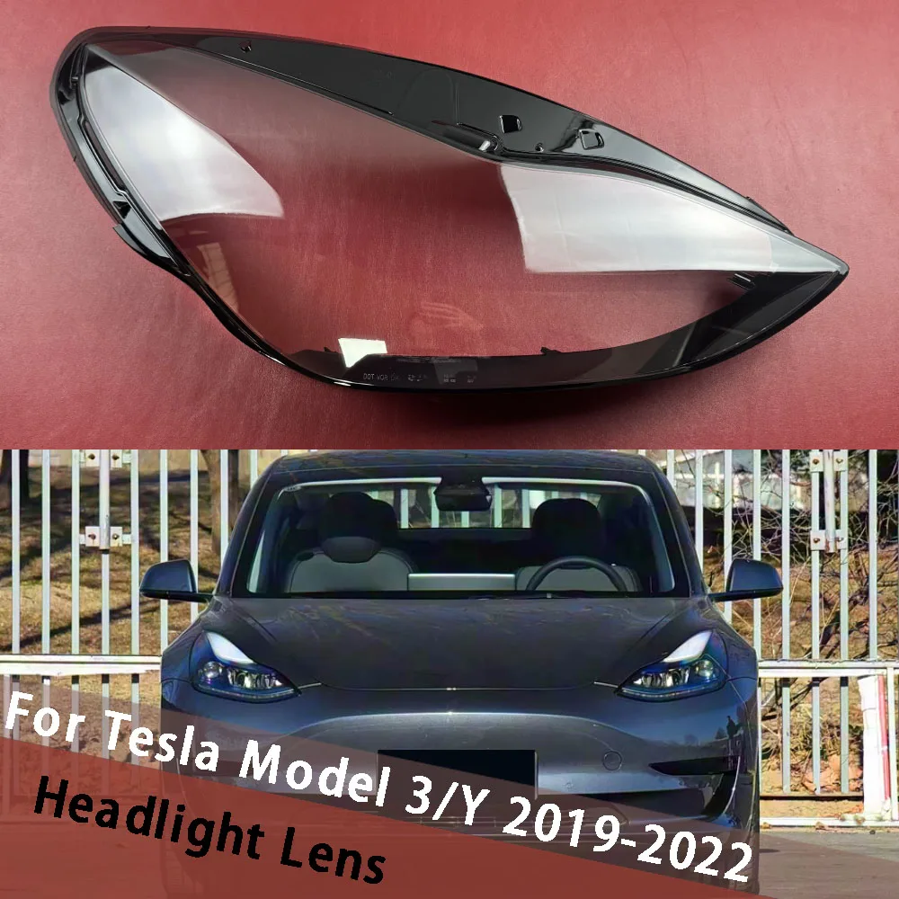 

For Tesla Model 3/Y 2019 2020 2021 2022 (With Lens) Headlight Cover Headlamp Shell Transparent Lampshdade Lens Plexiglass