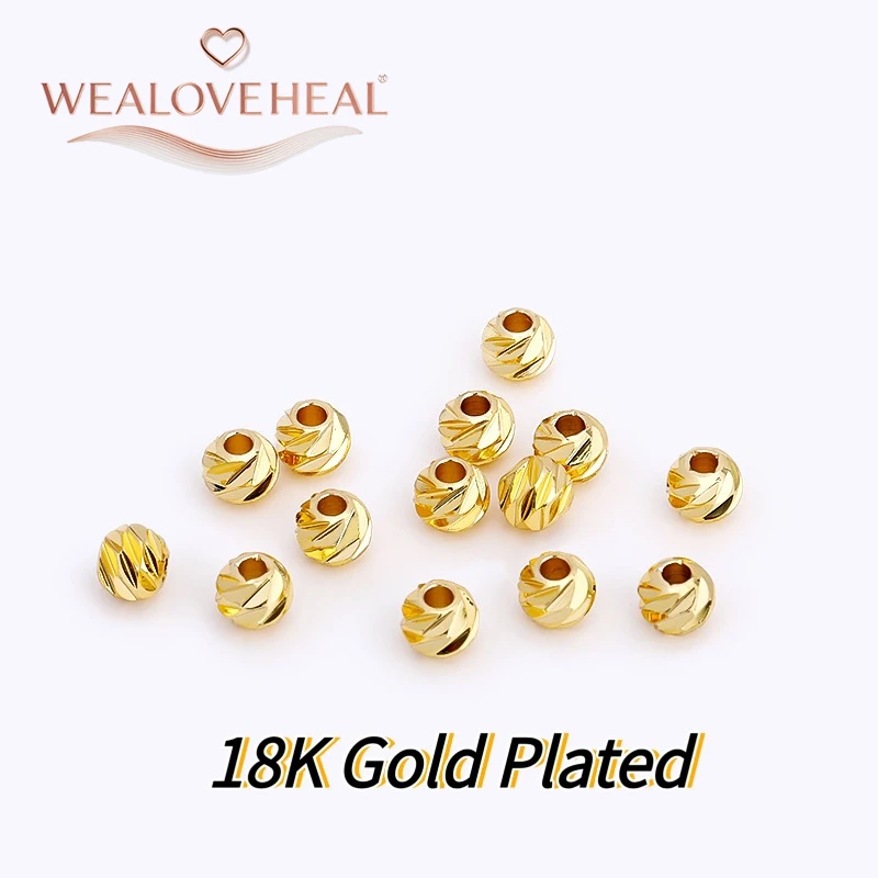 18K vergoldete Messing-Blumen-Abstandsperlen 2,5-6mm facettierte runde Metallperlen für DIY Schmuck Armbandherstellung Zubehör – Detail 21