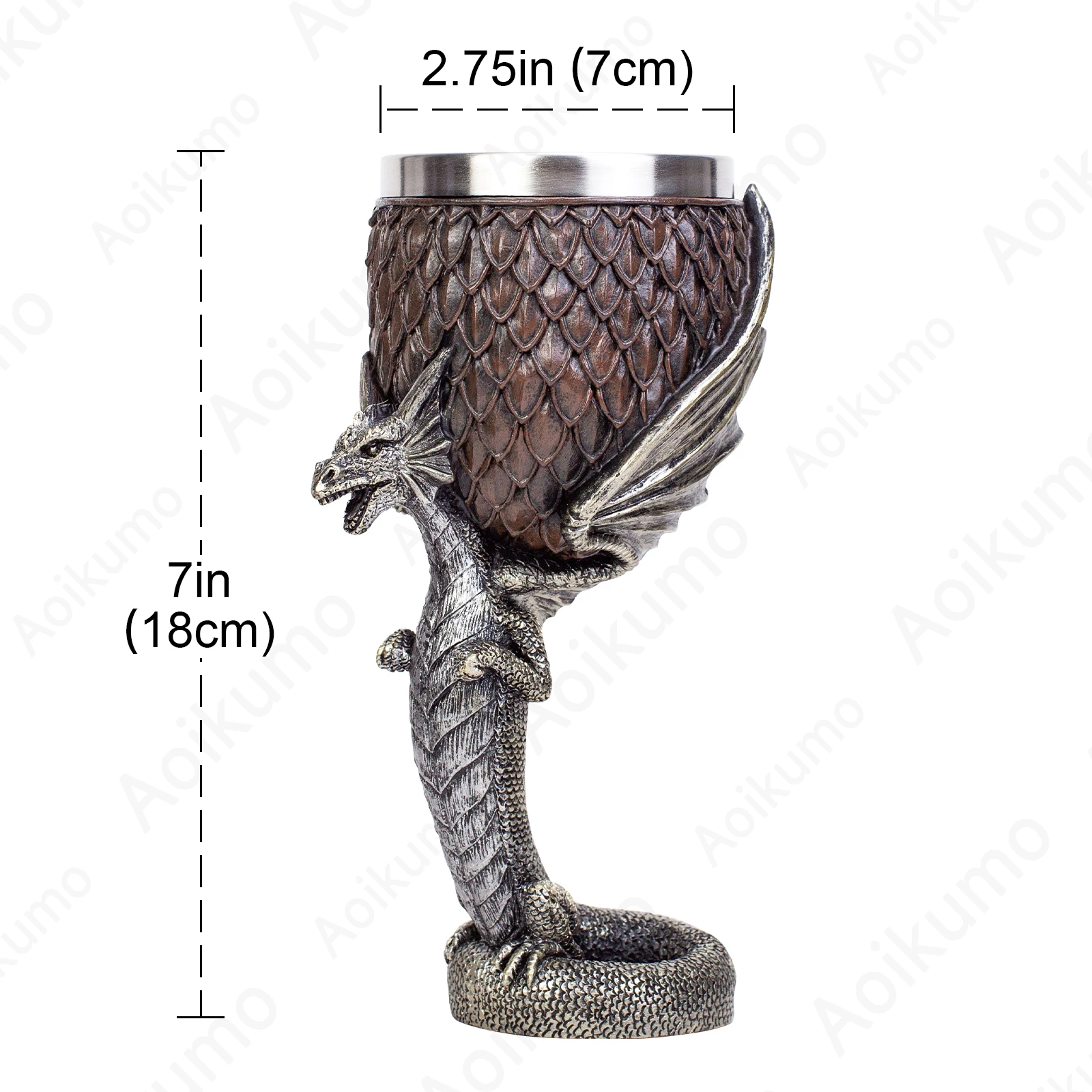 آن ستوكس التنين كأس الفولاذ المقاوم للصدأ والراتنج كأس للنبيذ الموازين دريك الجذعية قاعدة هدايا عيد ميلاد بار درينكوير الخيال Chalice #2