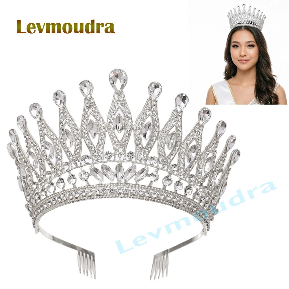 

Levmoudra Miss Universe Paraguay crown Angola crown Birthday Wedding Bridal Crown Water Drop Shape Tiara Princess Pageant Crown