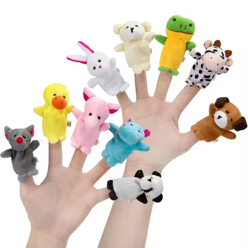 Cartoon 10pcs Baby Story Time Soft Plush Toys Small Velvet Animal Custom Hand Small Finger Puppet for Kids Birthday Party