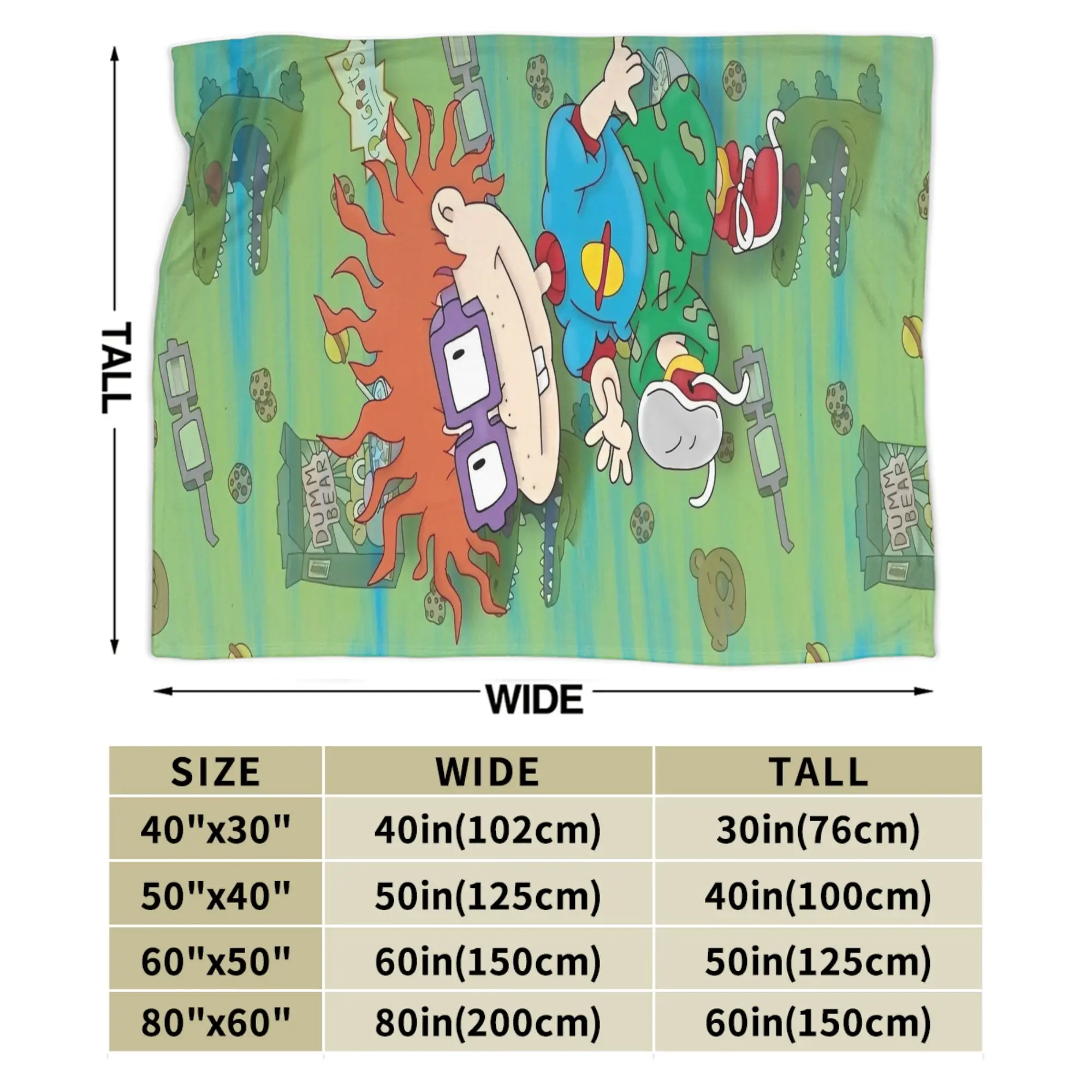 أنيق rugrat الكرتون أنيمي بطانية سوبر لينة الصوف الاسترخاء رمي البطانيات آلة قابل للغسل