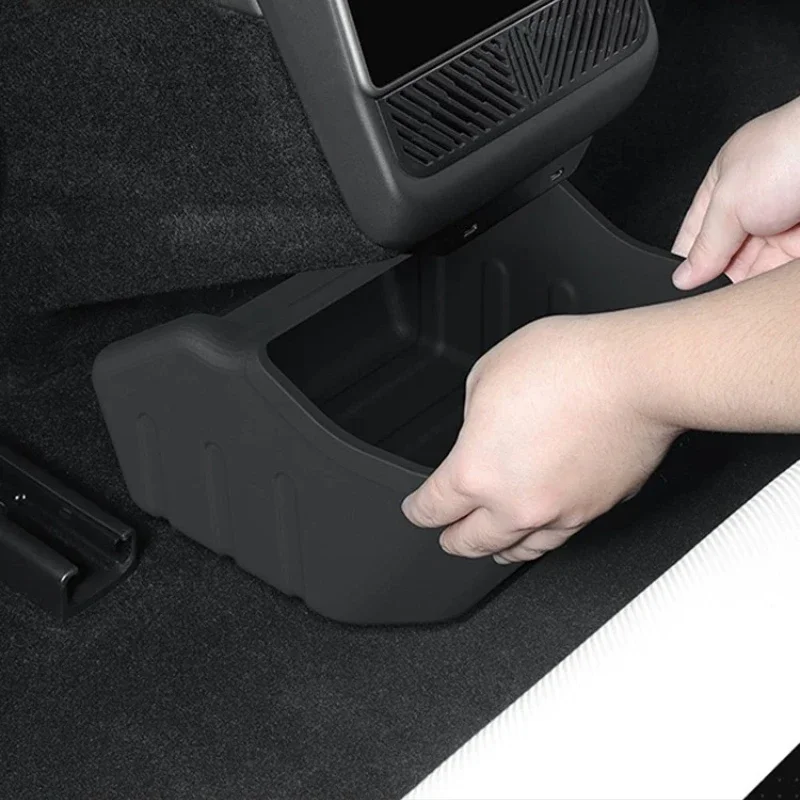 Rear Storage Box Car Storage Box Rear Floor Silicone Storage Box Auto Decorative Parts Tools For Tesla New Model 3/Y 2021-2025