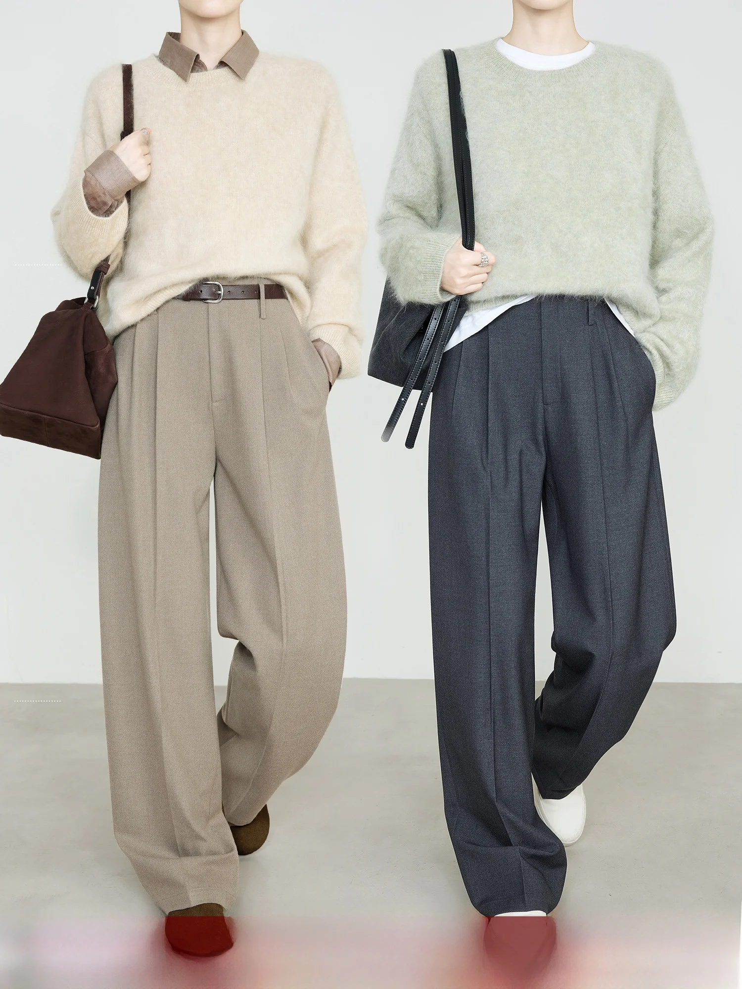 

Casual Loose Women's Wide Leg Pants Summer Copper Ammonia Lyocell Wool Pants High Waist Long Trousers for Commuting in ey