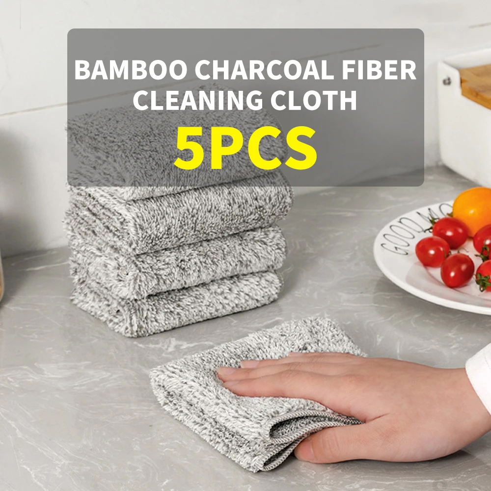 

Wholesale bamboo charcoal fiber kitchen cleaning cloth to remove oil, dishwashing towels household supplies thicken