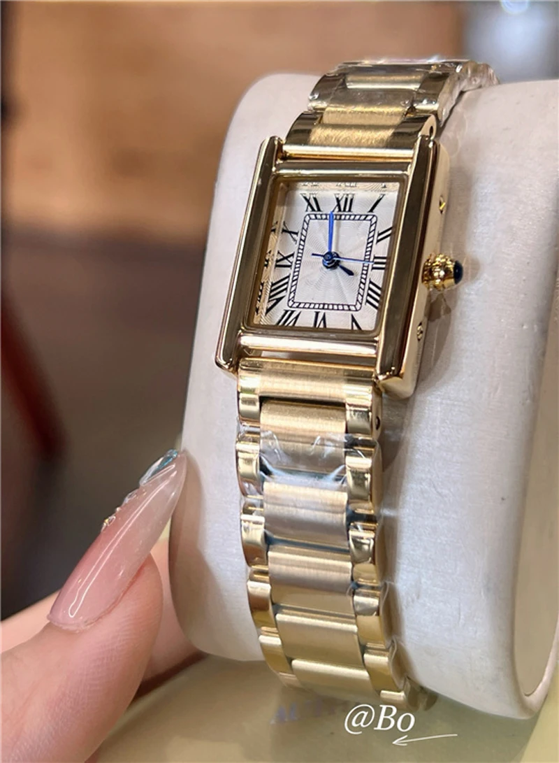 Модные брендовые наручные часы для женщин и девочек, 22 мм, красивый прямоугольный циферблат, стальной ремешок, кварцевые роскошные часы, хорошее качество CA199
