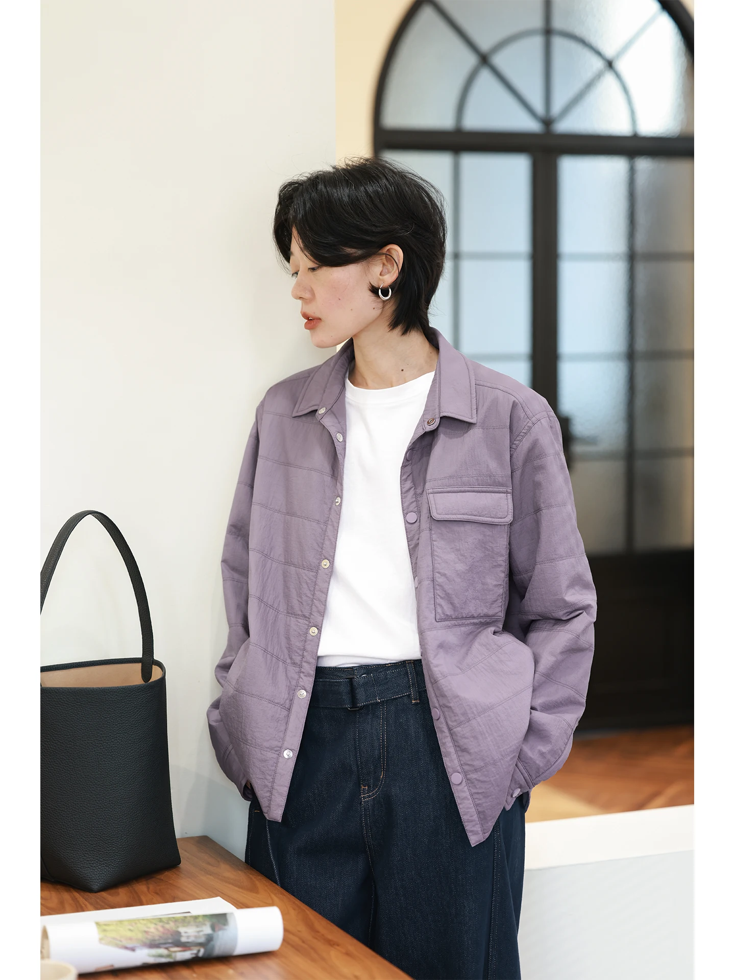 

Теплая хлопковая женская кофта-жакет, многослойная, легкая, удобная, фиолетовая, повседневная, свободного кроя, с длинными рукавами