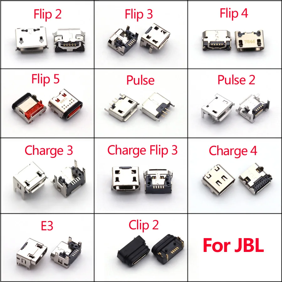 

10pcs Micro USB Charging Jack Connector For JBL Charge 3 4 Flip 6 5 4 3 Pulse Flip4 Flip3 Clip 2 E3 Go Charger Socket Data Port