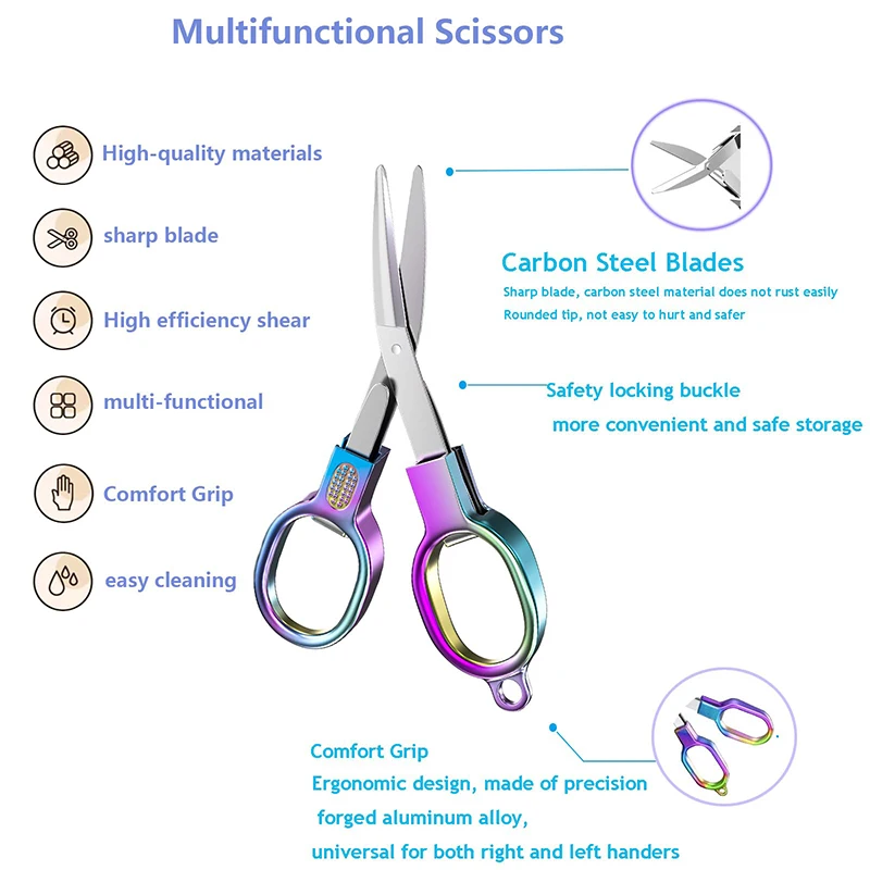 20 Pieces Folding Scissors Safety Travel Scissors Stainless Steel Retractable Pocket Scissors for Home Office